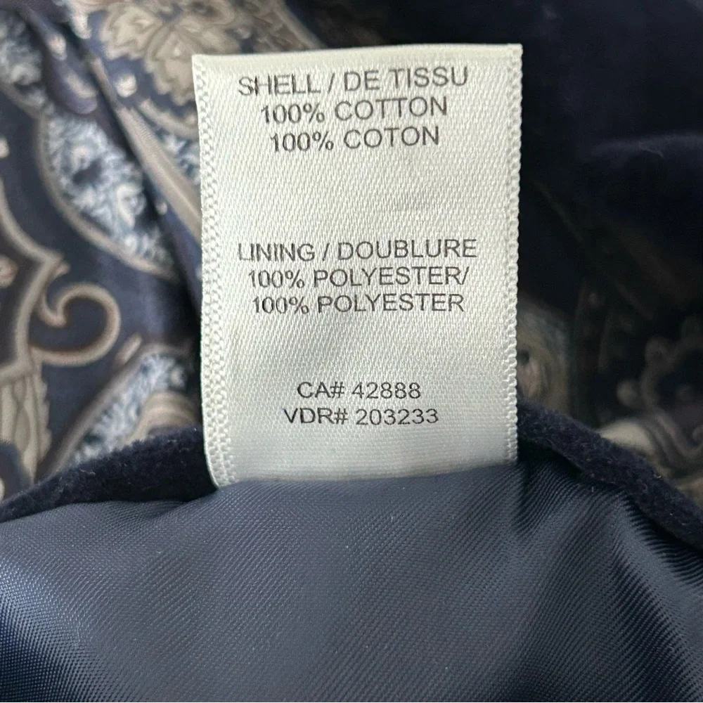 Oak Hill Blazer Mens 2XL 50 52R Blue Velvet‎ Business Event Travel Paisley Lined